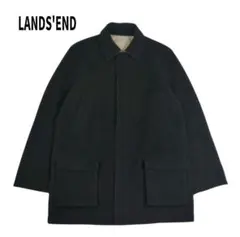 LANDS'END リバーシブル ウール ジャケット コート 黒 アイボリー L