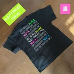 x-girl STAGES 130cm 半袖Tシャツ ブラック ロゴ ネオンのサムネイル