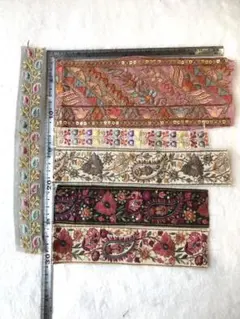 インド刺繍リボン⭐︎約20cm×5本　おまけ1本　はぎれ　ハギレセット2-3⑦