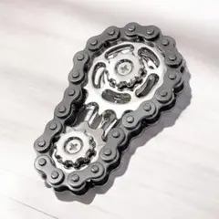チェーン型 フィジェットトイ メタルギアスピナー ブラックシルバー EDC