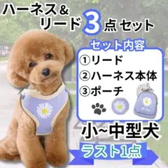 犬.猫用ハーネス.リード胴輪.簡単着脱.小型犬 中型犬 お散 ポーチ付3点セット