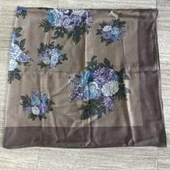 大判ストール　茶色グレー　紫花柄