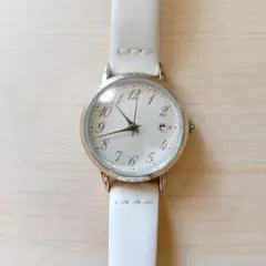 [フィールドワーク] 腕時計 アナログ 日付 革ベルト レディース ホワイト
