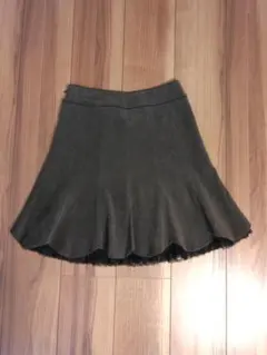 【美品】L'EST ROSE　ベロア調フレアスカート　こげ茶色　Ｍ