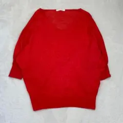 リーブルメゾン ニット セーター 半袖 Vネック リネン100% オレンジ