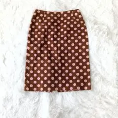 ミスジェイmiss J ドット柄 タイトスカート日本製 ブラウン×ピンクのサムネイル
