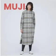 無印良品　両面起毛フランネルスタンドカラーシャツワンピース