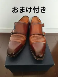コードウェイナー ダブルモンクストラップ ブラウンレザーシューズ 42