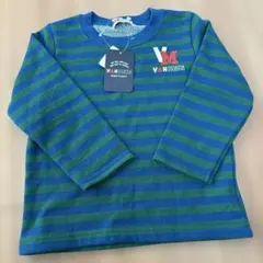 (未使用)トレーナー　100cm 青緑ボーダー柄