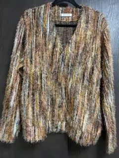 FREAK'S STORE シャギーニット マルチストライプ カーディガン