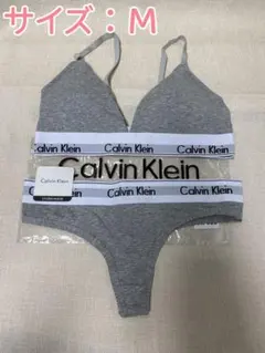 カルバンクライン ブラ＆ショーツ Tバック 上下セット グレー Mサイズ②