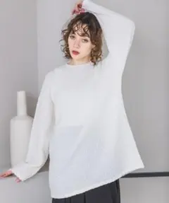 JEANASIS　カットジャガードBIGロンTEE ホワイト　カットソー