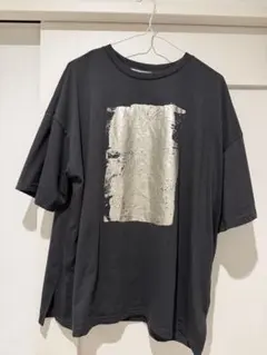 【最安値】箔プリントビッグシルエットTシャツ　チャコールグレーのサムネイル