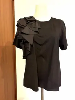 未使用タグ付き✨エムズグレイシー シースルー袖 リボン カットソー 黒 
