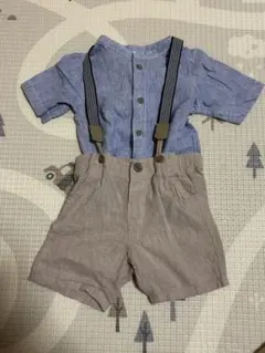 H&M シャツ　ズボン　サスペンダー 3点セット　70
