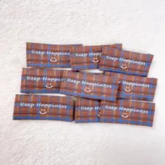 秋冬チェック柄【keep happiness☺︎】10枚 布タグ 刺繍タグ