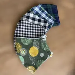 ハンドメイド 立体布マスク 女性用 子供用洗える ギンガムチェック 4枚