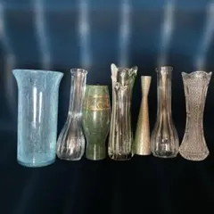 昭和レトロ 花瓶 フラワーベース 一輪挿し ガラス 陶器 ステンレス 7個