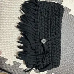 フリンジ付き黒クラッチバッグ