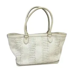 マックスマーラ 　編み上げ　メッシュ　本革 レザー　大きめ バッグ　白 ホワイト