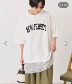 AMERICAN HOLIC アメホリ カレッジロゴレースドッキングTシャツ