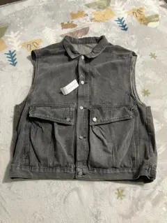 NEW GENTLEMAN グレー デニムベスト Lサイズ　未使用　メンズ