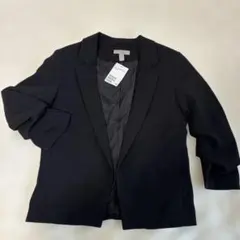 H&M 黒 ギャザースリーブジャケット新品タグ付き 34XS S レディース