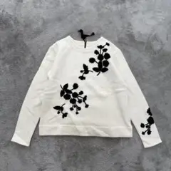 LANVIN COLLECTION ニット 黒い花刺繍 38 アンゴラ ふわふわ