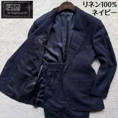 【90s】ポロバイラルフローレン スーツ リネン100% 2タック ネイビー M