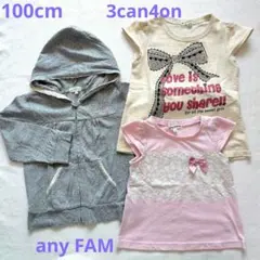 anyFAM 3can4on　100cmTシャツ、薄手パーカー 3点セットのサムネイル