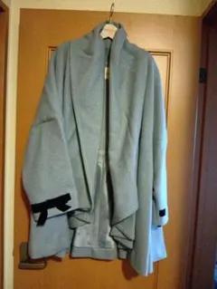 ライトブルー フリース風 ロングコート