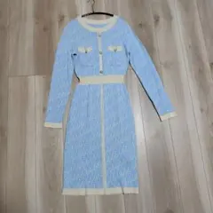 値下げ★SHEIN 水色 長袖ミニワンピース M