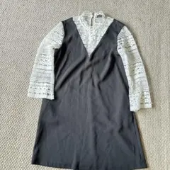 ZARA BASIC レース袖 スタンドカラー ワンピース　ミニ　日本サイズSのサムネイル