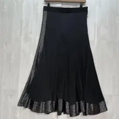 ハンドメイドフレアロングスカート　ダンス　黒　ウエストゴム