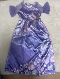 紫色 花柄 半袖ワンピース