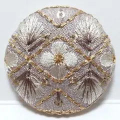 インド刺繍　№3802　グレー花　㊳ミリ