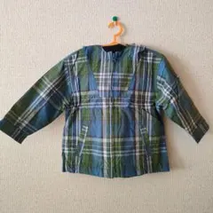 ベビー レインコート 青緑チェック