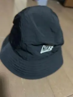 黒 ナイロン バケットハット ロゴ付き