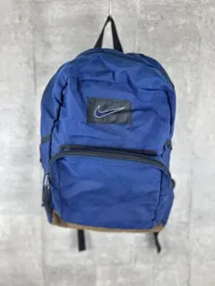 90s NIKE バックパック リュック 刺繍スウッシュロゴ　ボトムレザー