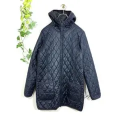 Loana リバーシブル ニット キルティングコート(M) フード ネイビー▼