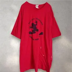 ギルダン プリント Tシャツ クルーネック 半袖 XL 赤 ポリエステル 休日