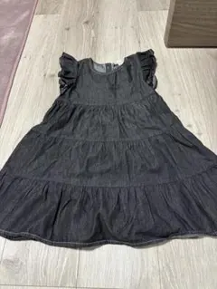 【100cm】ダークグレー フリル付き ワンピース