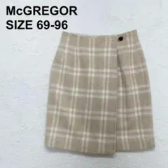 【美品】マックレガー　チェック柄　ラップスカート　アルパカ　大人可愛い（630）