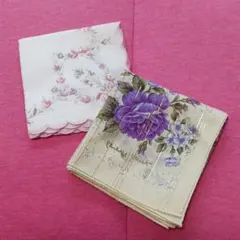 ローラ アシュレイ フィリップヴェネ ハンカチ 花柄 刺繍 紫 白 ピンクのサムネイル