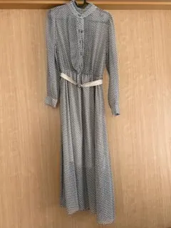 【美品】長袖 ロングワンピース ワンピース ドット ロング