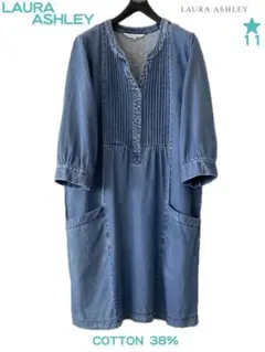 綺麗 LAURA ASHLEY ローラアシュレイ デニム ワンピース ピンタック
