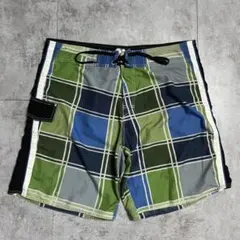 オーシャンパシフィック ナイロンショートパンツ チェック柄 サーフ グリーンのサムネイル