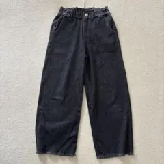 ブラックワイドパンツ ウエストゴム