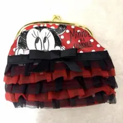 未使用品＊ミニーちゃん　がま口ポーチフリル　リボン　ディズニーストア