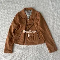 ヘザー ジャケット ライダース キャメル F 秋冬 上品 ショート丈 スエード調